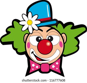 clown with flower. Illustration of a face clown for a sticker