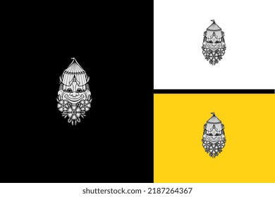 clown and flowers vector illustration black and white