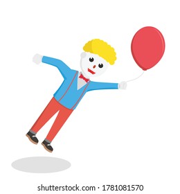 clown fly with ballon design character on white background
