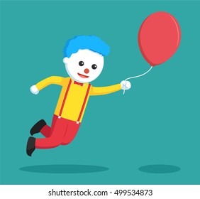 clown fly with balloon vector illustration design 