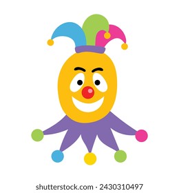 Clown in Fools cap smile. Illustration