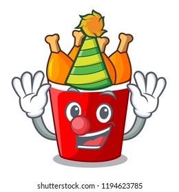 Clown fried chicken bucket isolated on mascot