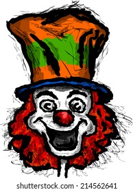 Clown. Funny cartoon vector illustration. Isolated on white.