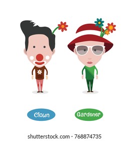 Clown and gardener figure avatars