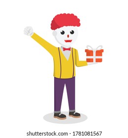 clown gift box design character on white background