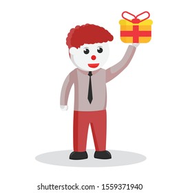 clown gift box design illustration