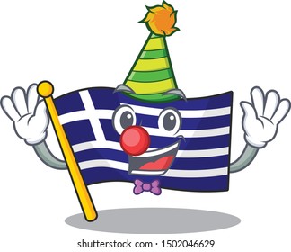 Clown greece flag placed in cartoon cupboard