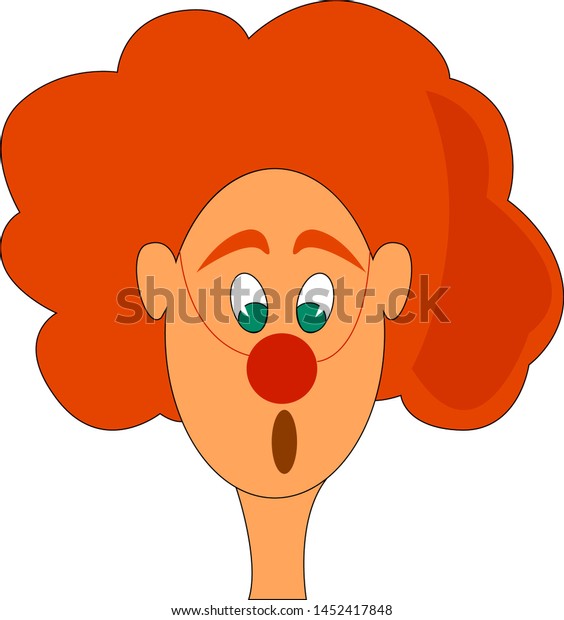 Clown Green Eyes Orange Hair Vector Stock Vector Royalty Free