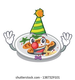 Clown grilled salmon on a cartoon plate