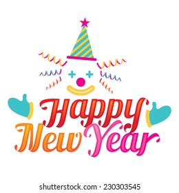 Clown with Happy New Year Text