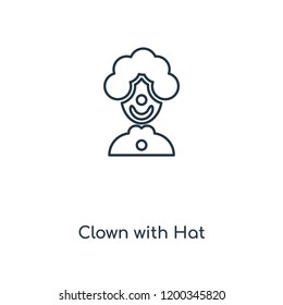 Clown with Hat concept line icon. Linear Clown with Hat concept outline symbol design. This simple element illustration can be used for web and mobile UI/UX.