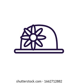 clown hat with flower over white background, line style icon, vector illustration