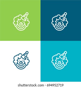 Clown with Hat green and blue material color minimal icon or logo design