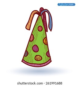 clown Hat, Hand Drawn, vector illustration.