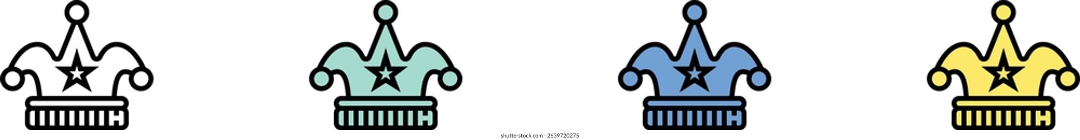 clown hat icon. Outline, Green, Blue and Yellow Style Design Isolated On White Background