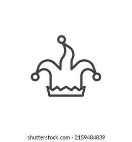 Clown hat line icon. linear style sign for mobile concept and web design. Harlequin hat outline vector icon. Symbol, logo illustration. Vector graphics