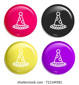 Clown Hat multi color glossy badge icon set. Realistic shiny badge icon or logo mockup