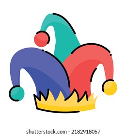 Clown hat sticker deigned in doodle style