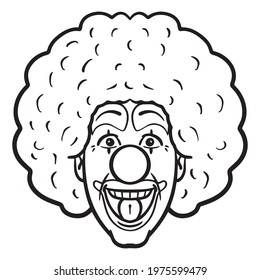 clown head for coloring. avatar, monochrome, vector.