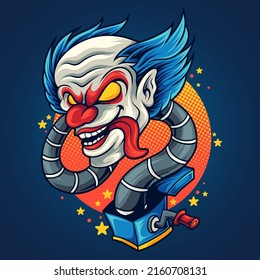 Clown head coming out from clownbox