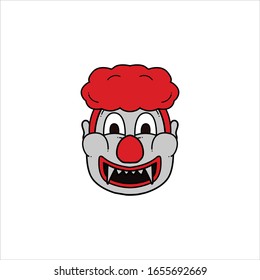 Clown head doodle cartoon vector illustration