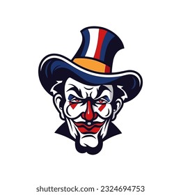 clown head hand drawn logo design illustration
