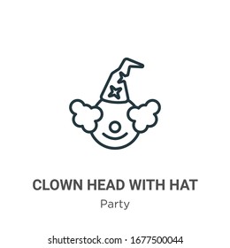 Clown head with hat outline vector icon. Thin line black clown head with hat icon, flat vector simple element illustration from editable party concept isolated stroke on white background