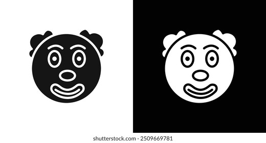 Clown head icon Flat vector set outline