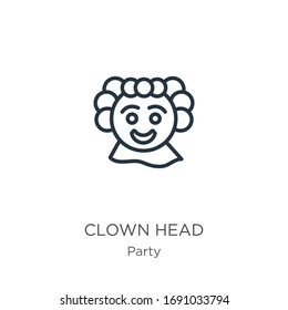 Clown head icon. Thin linear clown head outline icon isolated on white background from party collection. Line vector sign, symbol for web and mobile