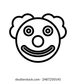 Clown head linear logo mark in black and white