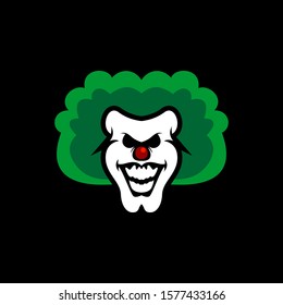 clown head mascot logo with curly hair