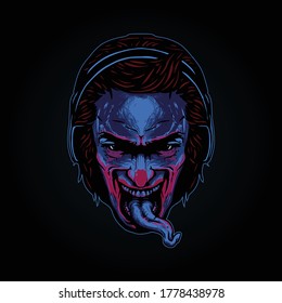 Clown Head Mascot Logo Illustration