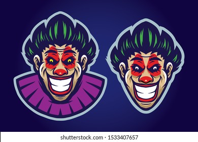 Clown Head Mascot Logo Vector