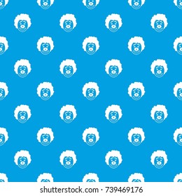 Clown head pattern repeat seamless in blue color for any design. Vector geometric illustration