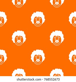 Clown head pattern repeat seamless in orange color for any design. Vector geometric illustration
