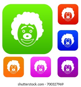 Clown head set icon in different colors isolated vector illustration. Premium collection