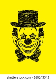 Clown head, smile face designed using grunge brush graphic vector.
