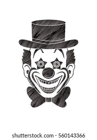 Clown head, smile face designed using black grunge brush graphic vector.