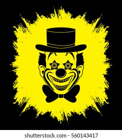 Clown head, smile face designed on grunge frame background graphic vector.