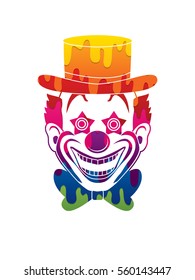 Clown head, smile face designed using melting colors graphic vector.