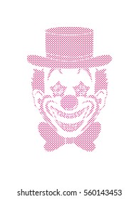 Clown head, smile face designed using dots pixels graphic vector.