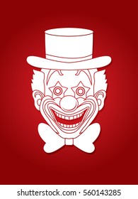Clown head, smile face graphic vector.