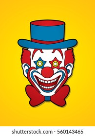 Clown head, smile face graphic vector.