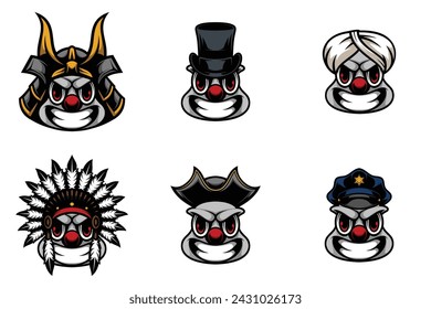 Clown Heads Bundle Mascot Design svg