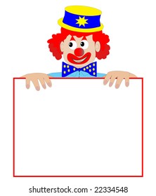 Payaso portando un signo en blanco - Ilustración vectorial