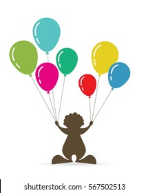 a clown holding colorful balloons. vector illustration
