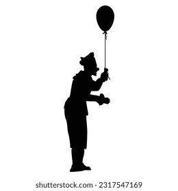 Clown, der einen fliegenden Ballon hält Vektorgrafik-Design