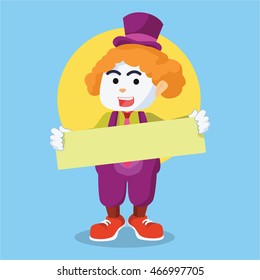 clown holding sign illustration design