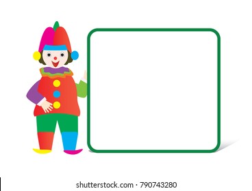 Clown holding a white sign