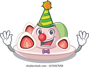 Clown ichigo daifuku served on mascot bowl